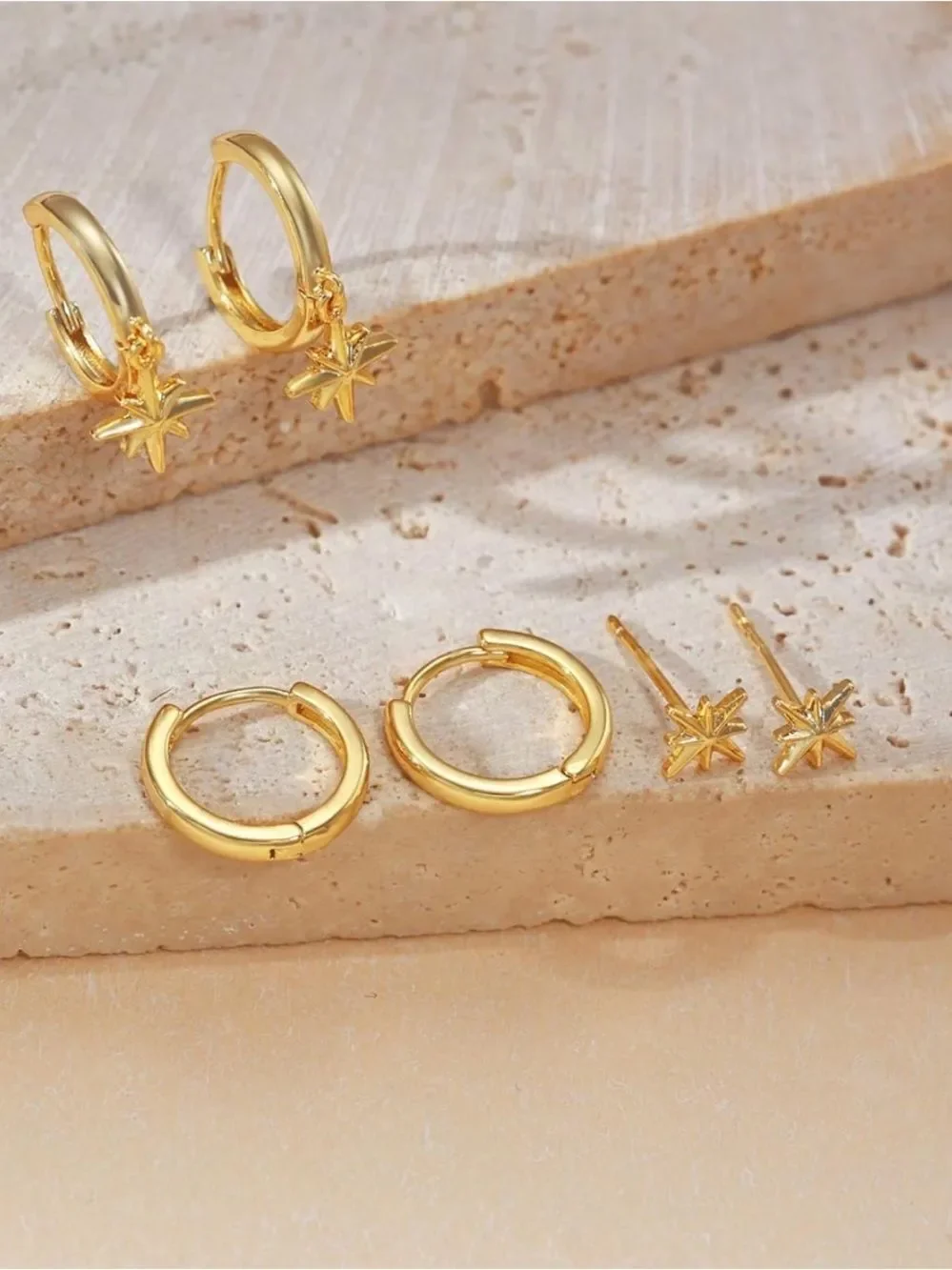NEW 14K Gold Plated Hypoallergenic Dangle Huggie Hoop Earrings